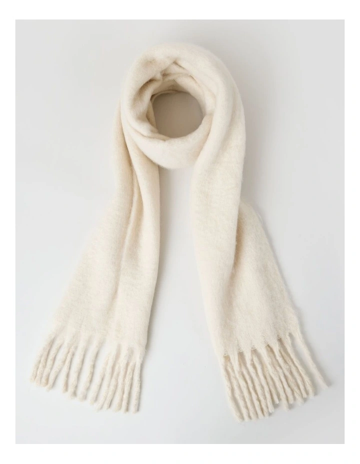 Sienna Brushed Chunky Winter Scarf in Cream image 1