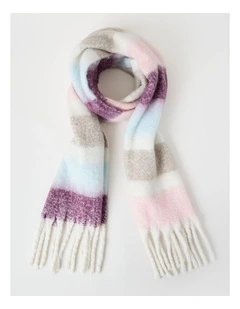Jenna Brushed Striped Winter Scarf in Plum