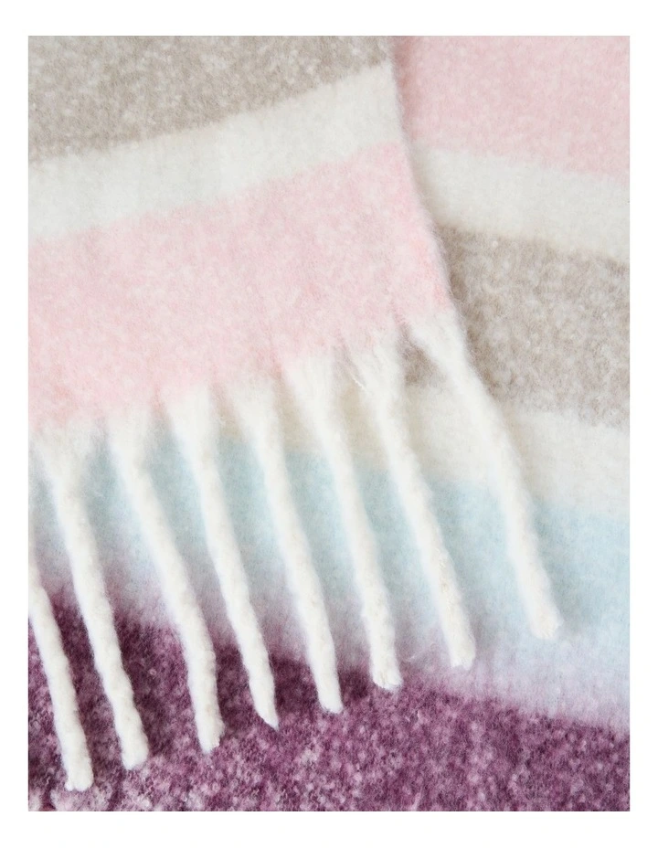 Jenna Brushed Striped Winter Scarf in Plum image 3