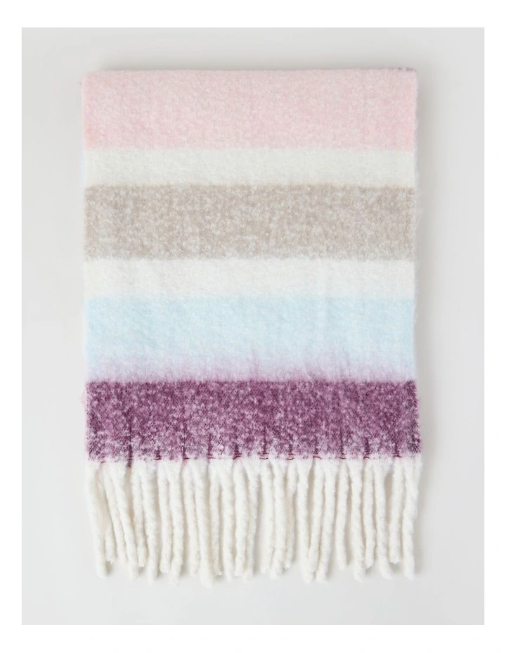 Jenna Brushed Striped Winter Scarf in Plum image 5