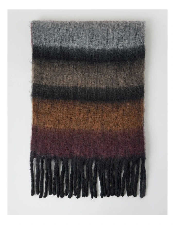 Jenna Brushed Striped Winter Scarf in Natural image 3