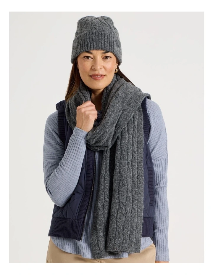 June Cable Winter Scarf in Charcoal image 2