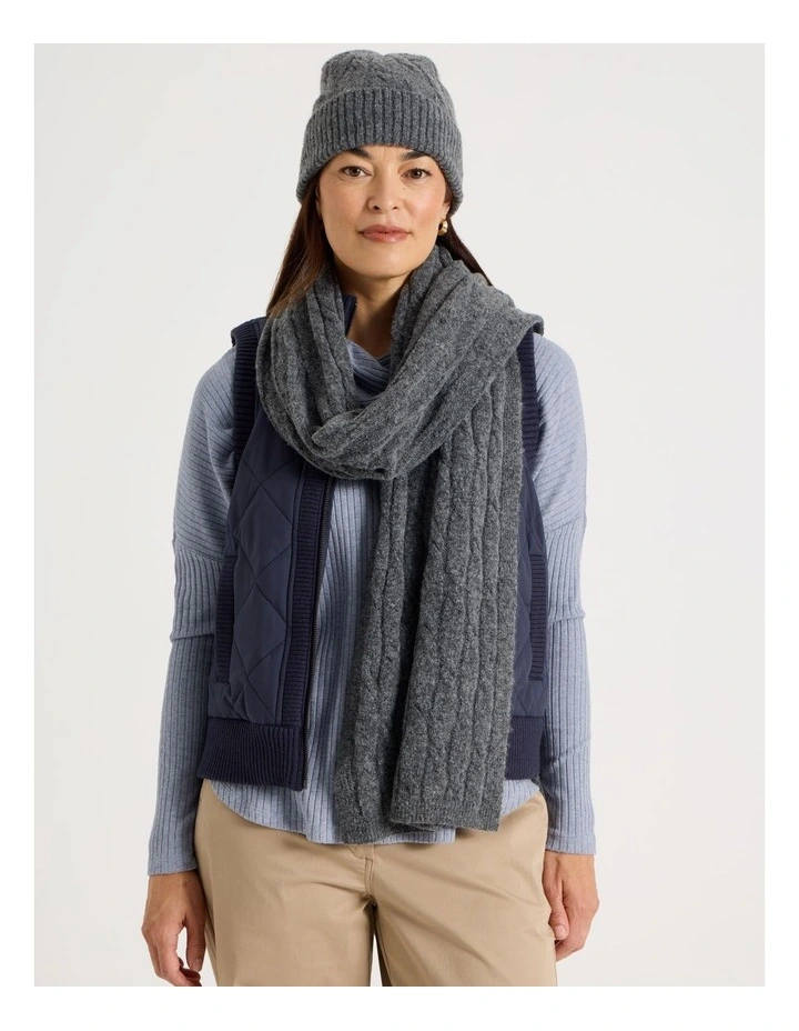 June Cable Winter Scarf in Charcoal image 4