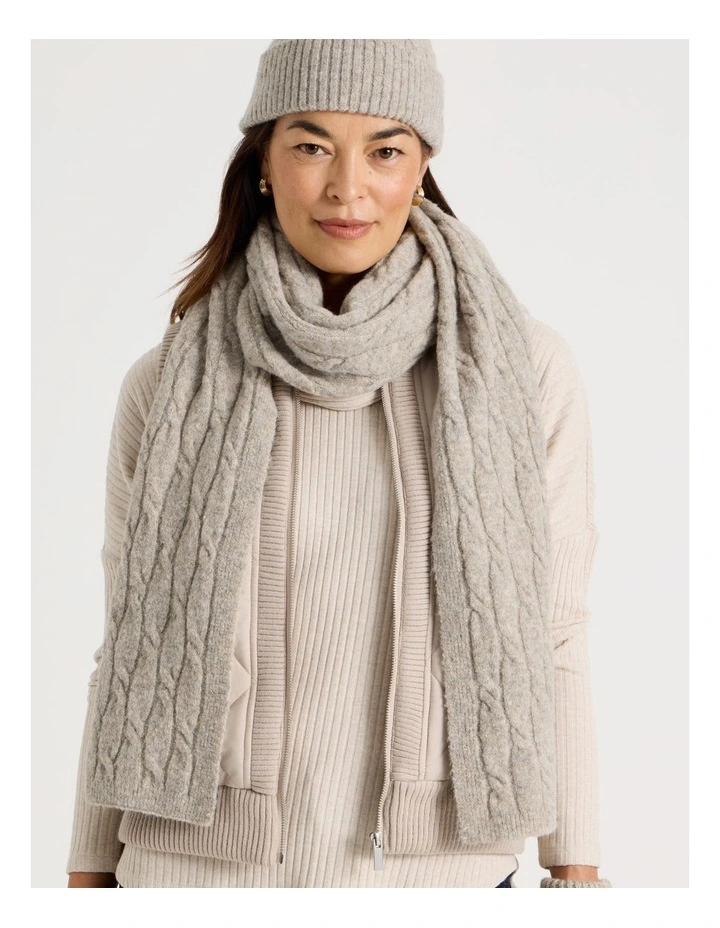 June Cable Winter Scarf in Oatmeal image 2