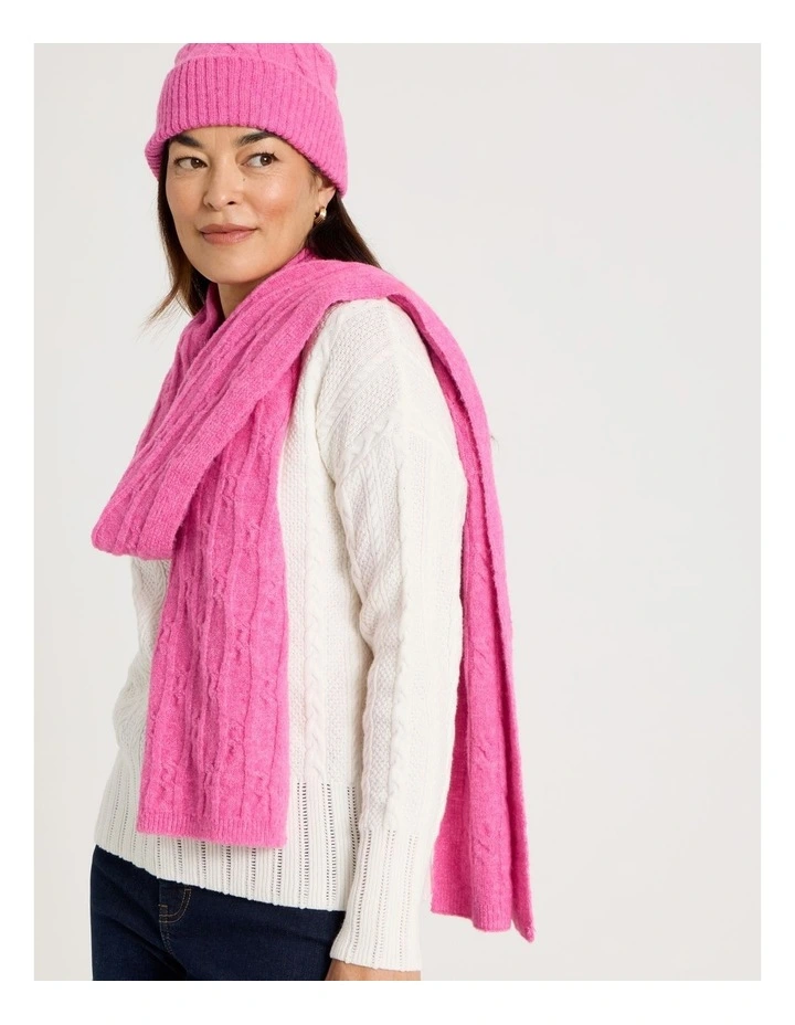 June Cable Winter Scarf in Pink image 2
