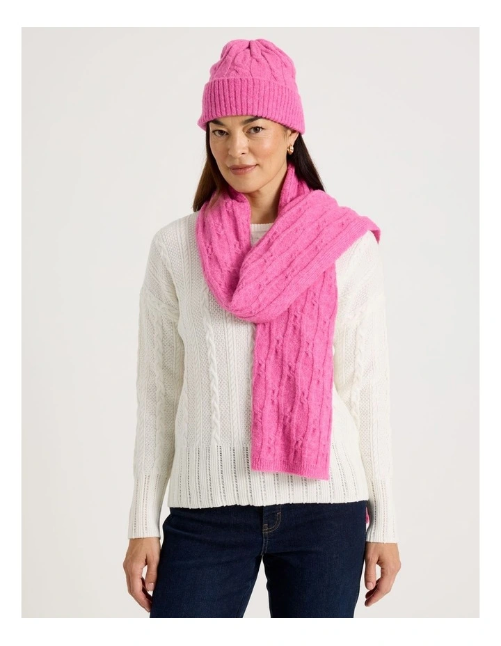 June Cable Winter Scarf in Pink image 4