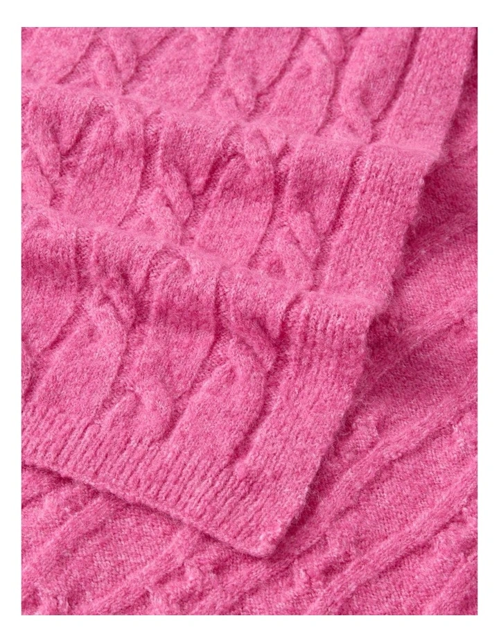 June Cable Winter Scarf in Pink image 5