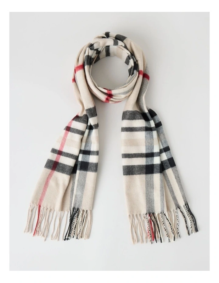 Plaid Cashmink Winter Scarf in Taupe image 1