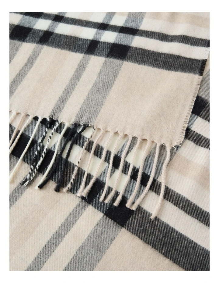 Plaid Cashmink Winter Scarf in Taupe image 4