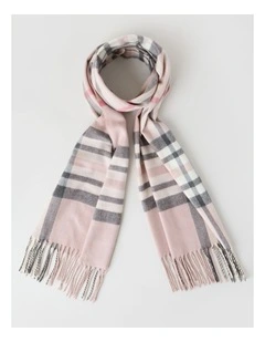 Plaid Cashmink Winter Scarf in Blush