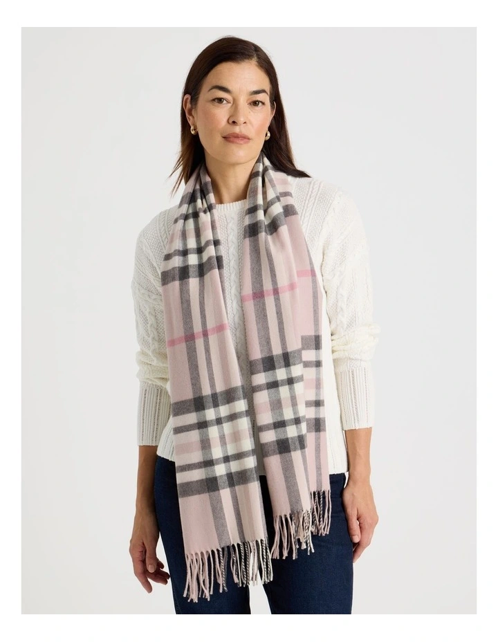 Plaid Cashmink Winter Scarf in Blush image 2