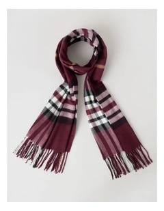 Plaid Cashmink Winter Scarf in Burgundy