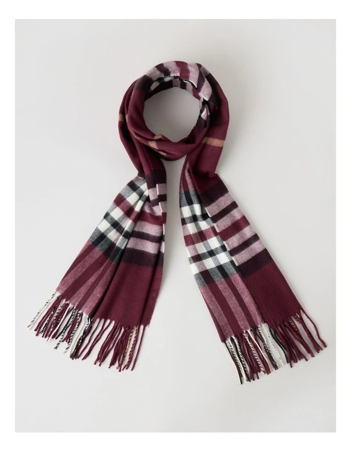 Plaid Cashmink Winter Scarf in Burgundy image 1