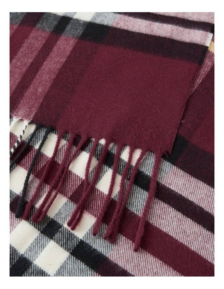 Plaid Cashmink Winter Scarf in Burgundy image 4