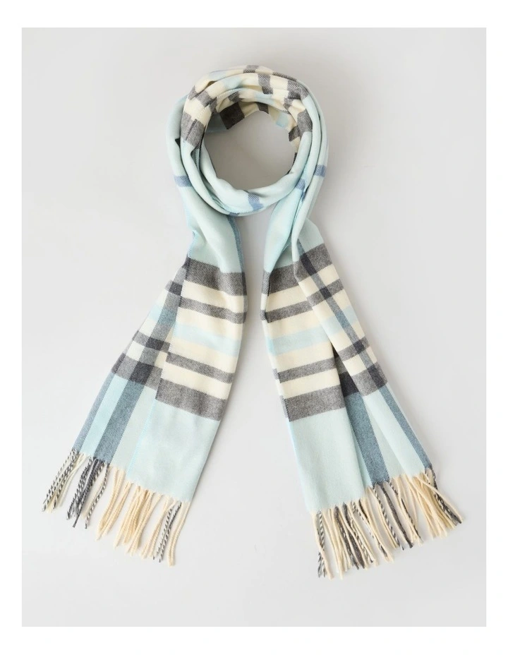 Plaid Cashmink Winter Scarf in Blue image 1