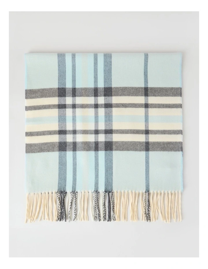 Plaid Cashmink Winter Scarf in Blue image 4