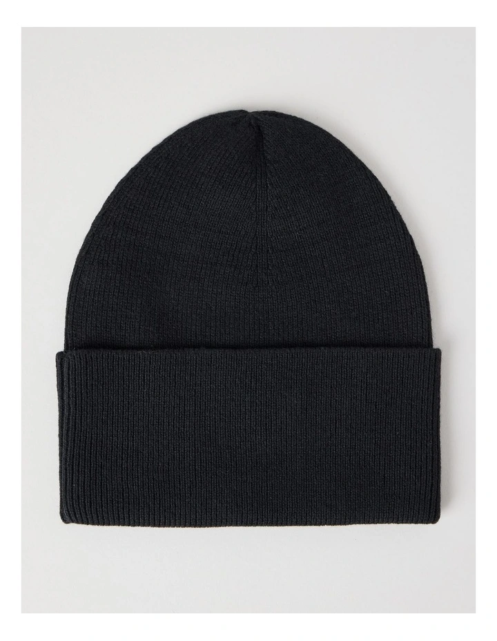 Rib Beanie in Black image 1