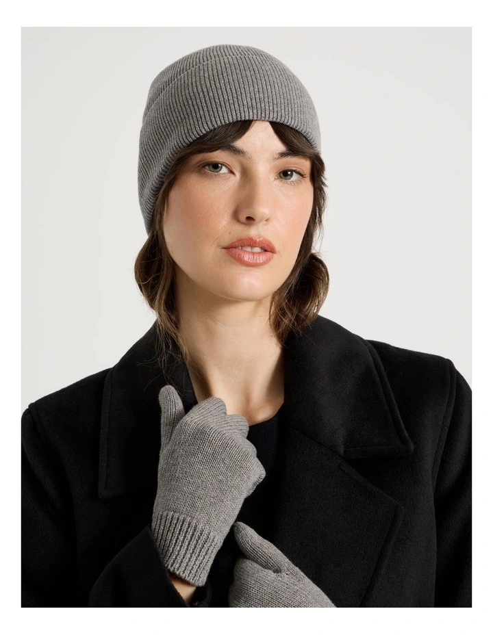 Rib Beanie in Grey image 2