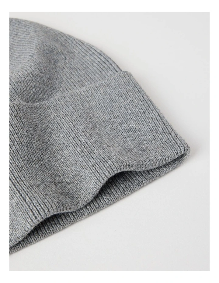Rib Beanie in Grey image 3