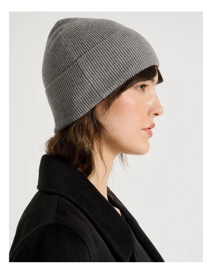 Rib Beanie in Grey image 4