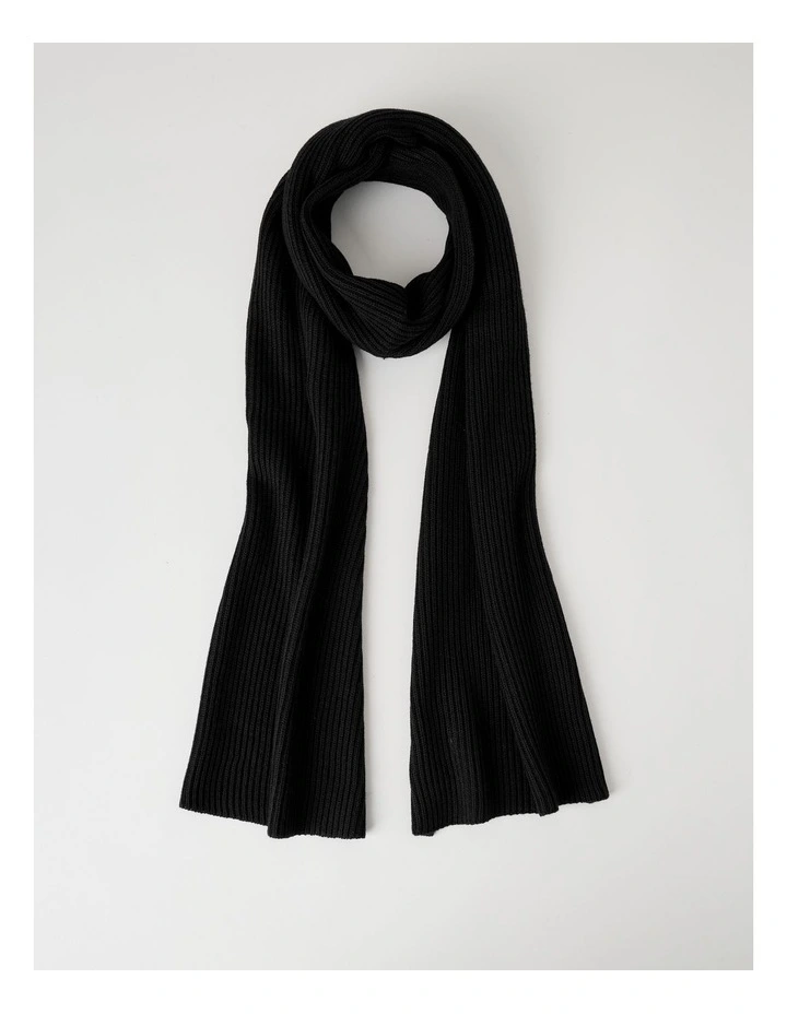 Rib Winter Scarf in Black image 1