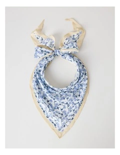 Triangle Scarf in Cream and Blue Floral Print