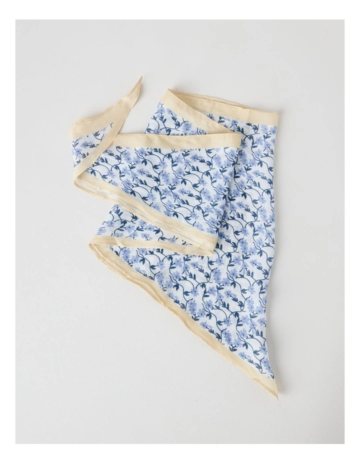Triangle Scarf in Cream and Blue Floral Print image 4
