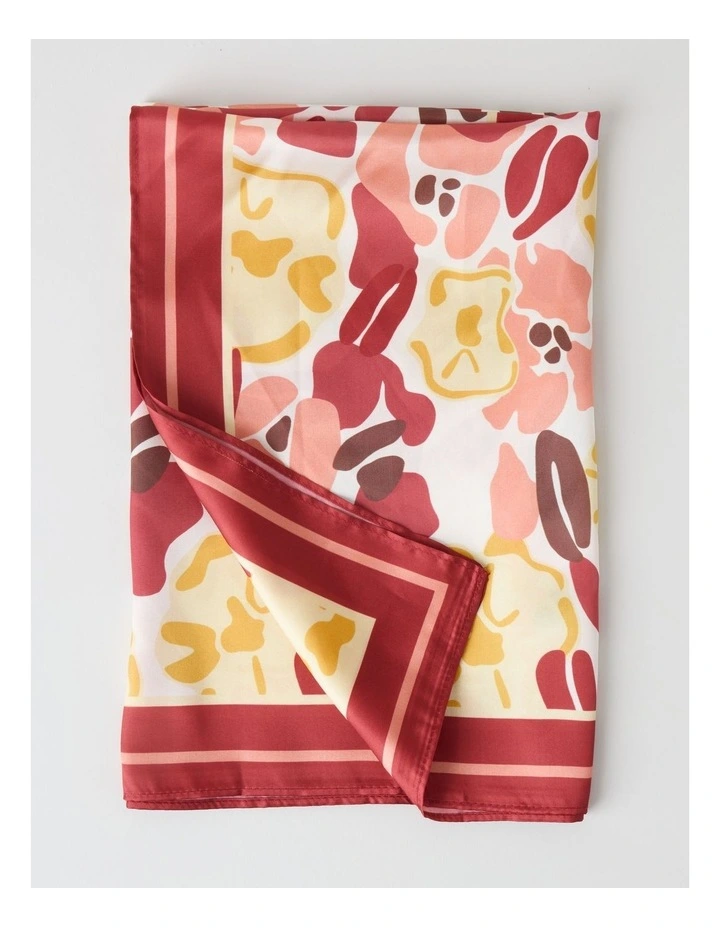 Scarf in Bold Floral Red Print image 3