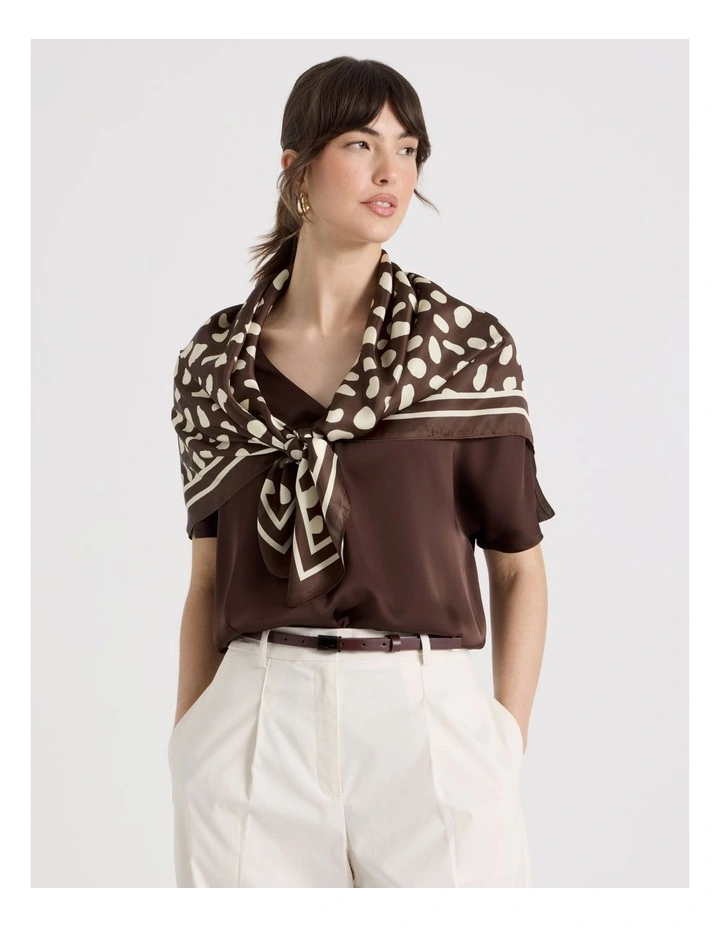 Scarf in Fawn and Cream Spot Print image 2
