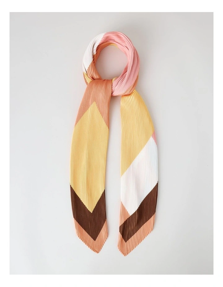 Pleated Scarf in Peach Geometric Print image 1