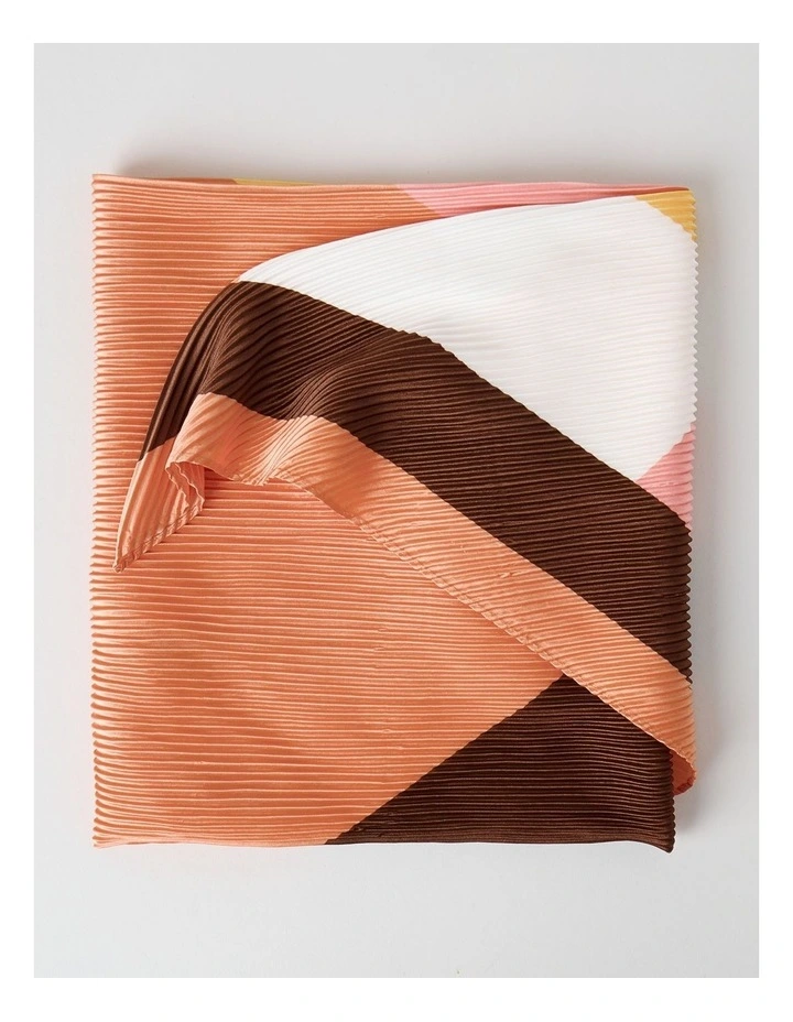Pleated Scarf in Peach Geometric Print image 5