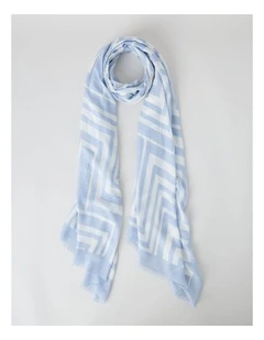 Lightweight Scarf in Blue Geometric Print
