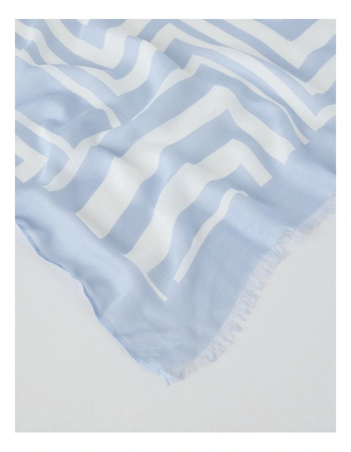 Lightweight Scarf in Blue Geometric Print image 3