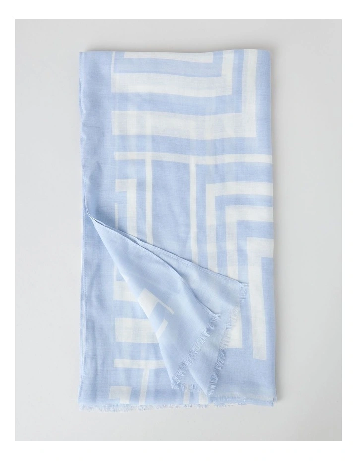 Lightweight Scarf in Blue Geometric Print image 5