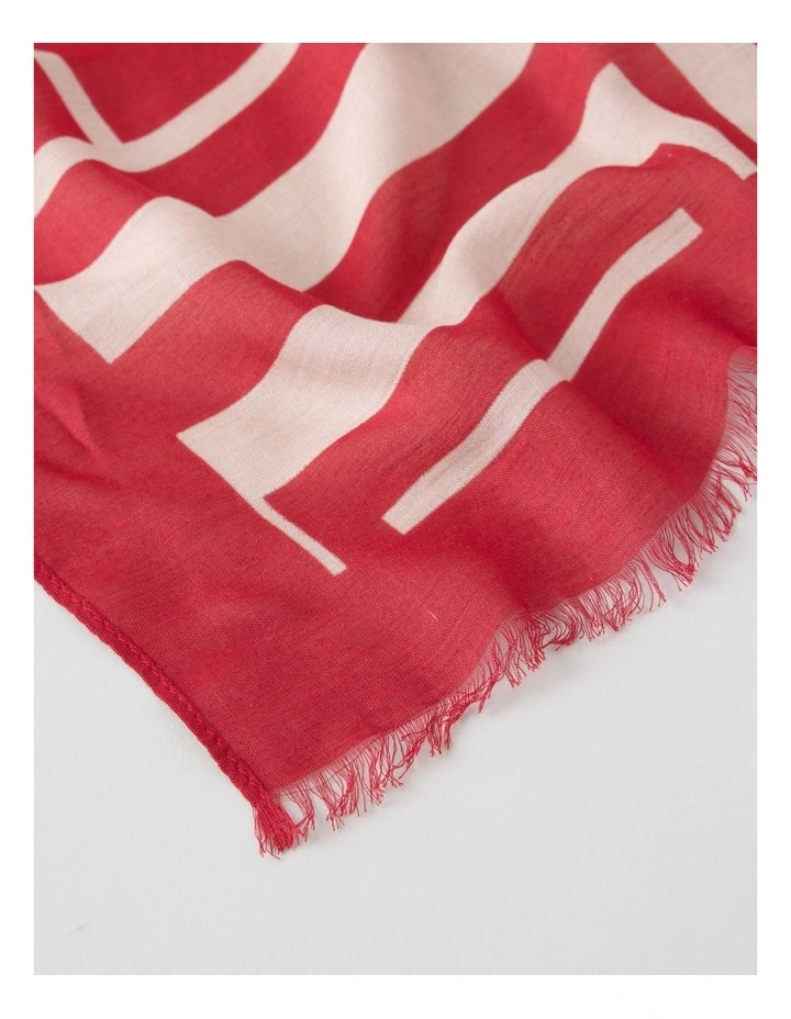 Lightweight Scarf in Geometric Red Print image 2