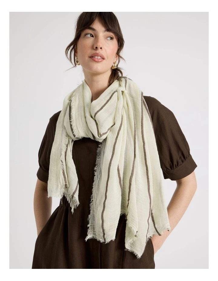 Scarf in Neutral Vertical Stripe Print image 2