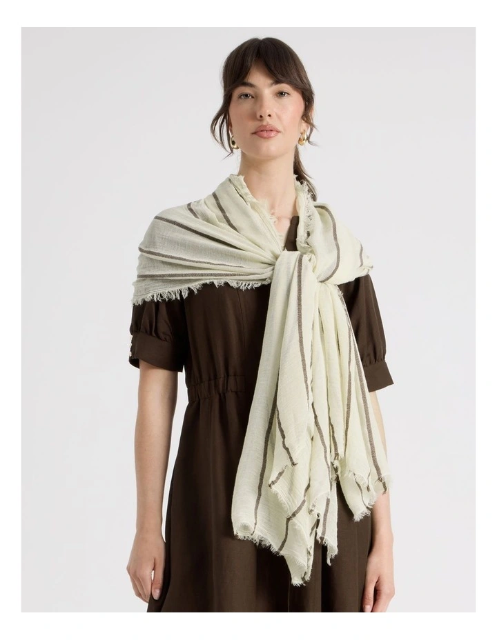 Scarf in Neutral Vertical Stripe Print image 4