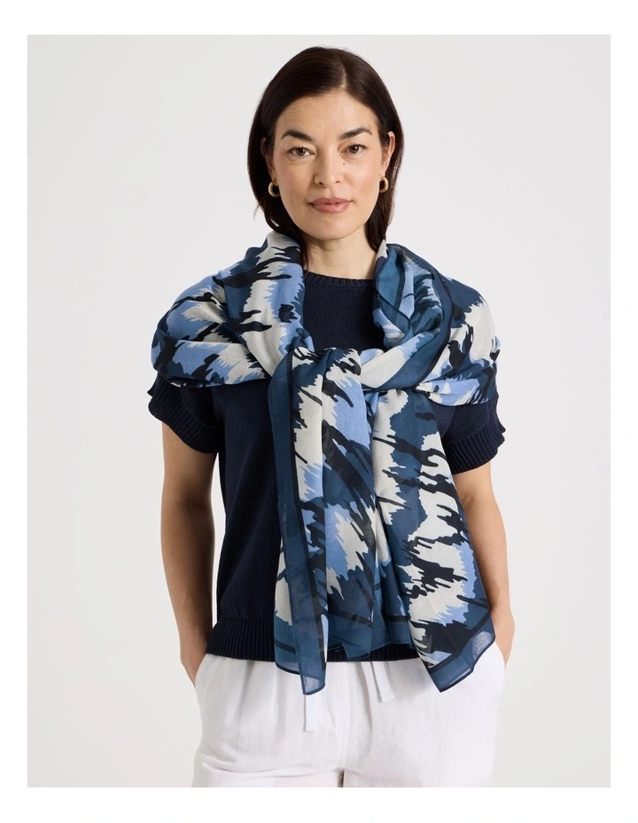 Abstract Scarf in Blue Stripe image 2