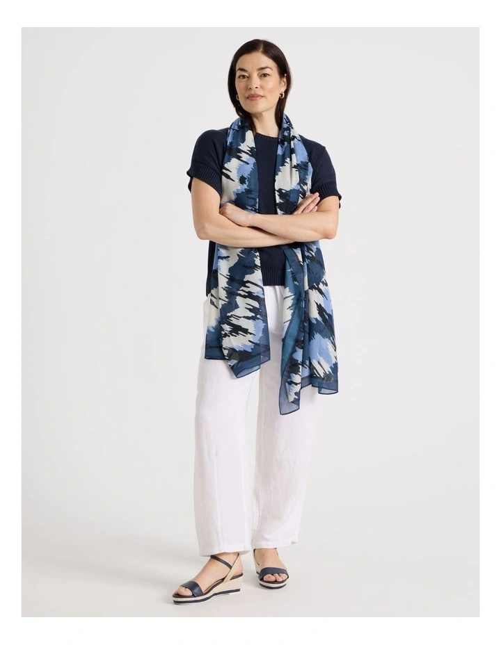 Abstract Scarf in Blue Stripe image 4
