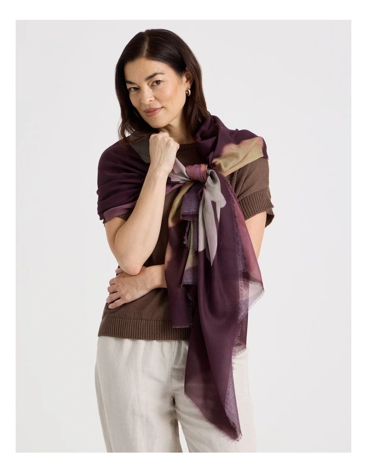 Lightweight Scarf in Plum Bloom Print image 2