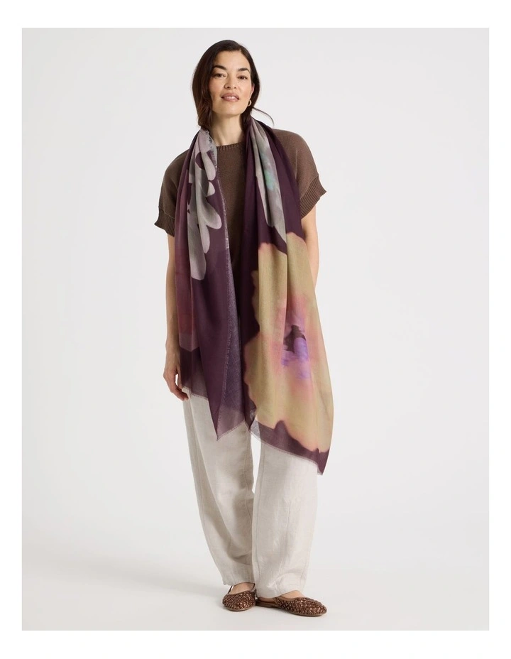 Lightweight Scarf in Plum Bloom Print image 4