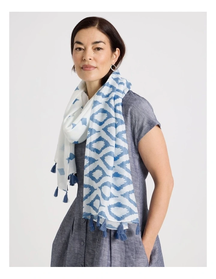 Cove Tassel Scarf in Blue image 2