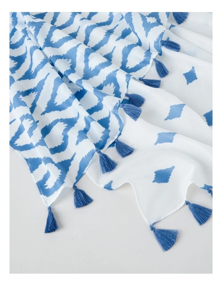 Cove Tassel Scarf in Blue image 3