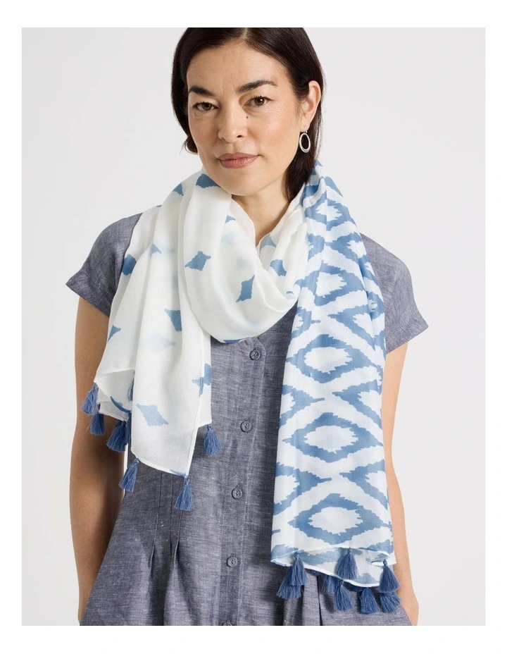 Cove Tassel Scarf in Blue image 4