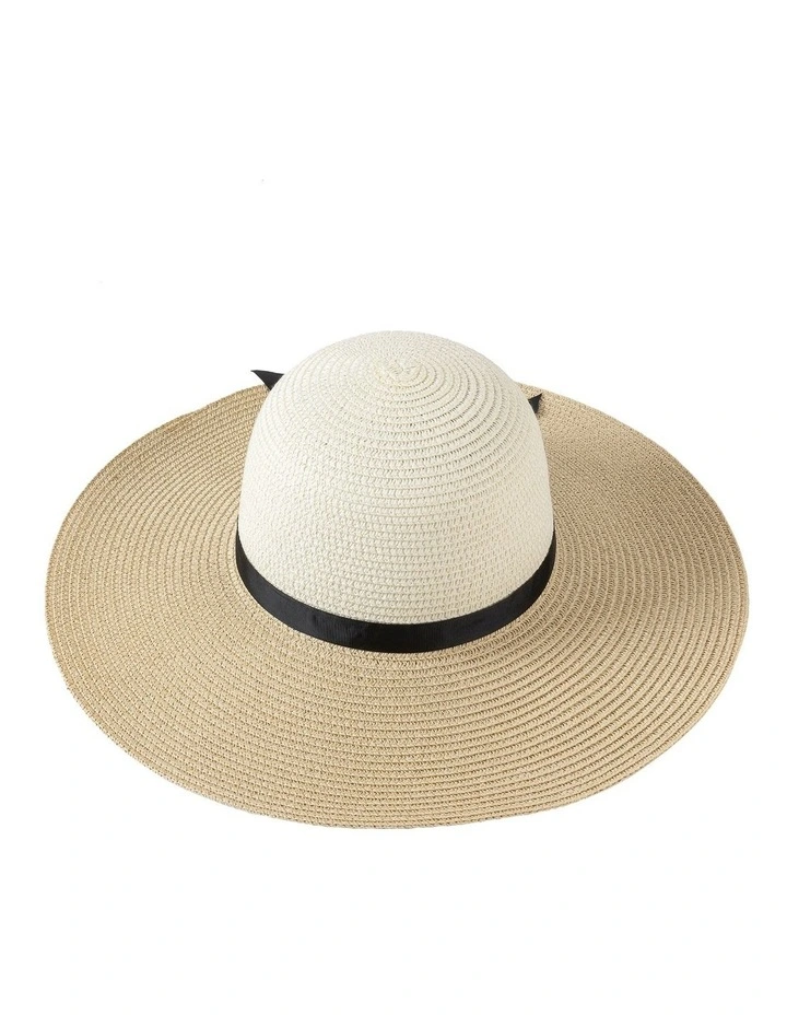 Wide Brim Hat With Tails in Sand/White image 1