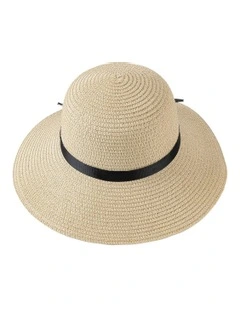 Turned Down Brim Summer Hat in Sand