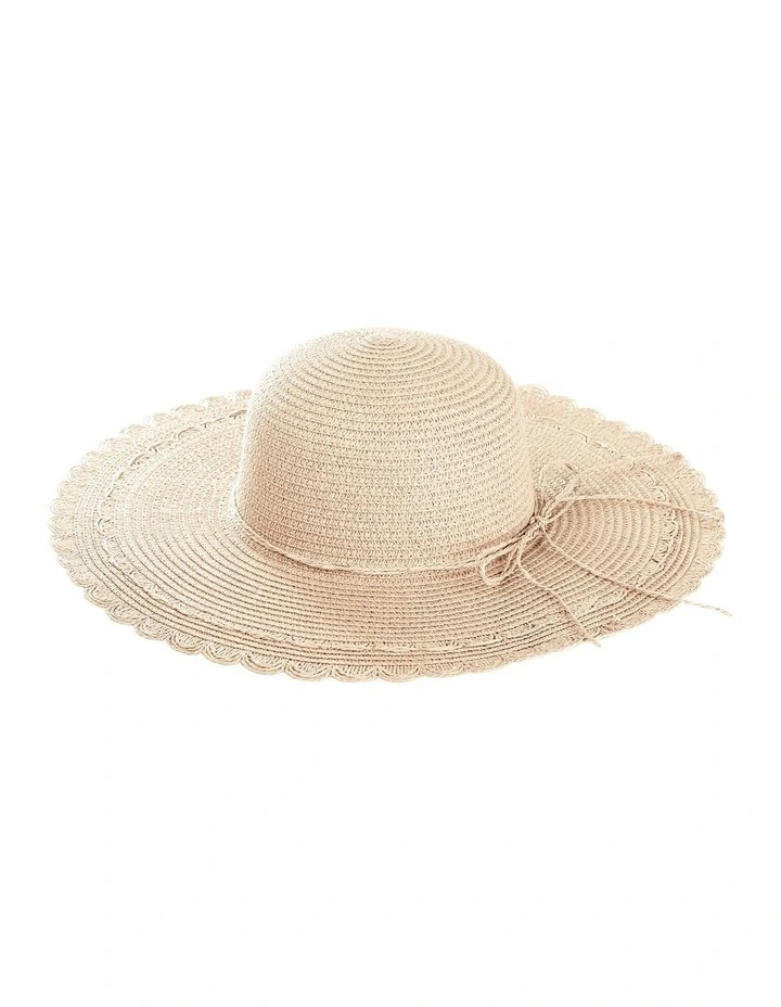Scalloped Edge Wide Brim Hat in Sand image 1