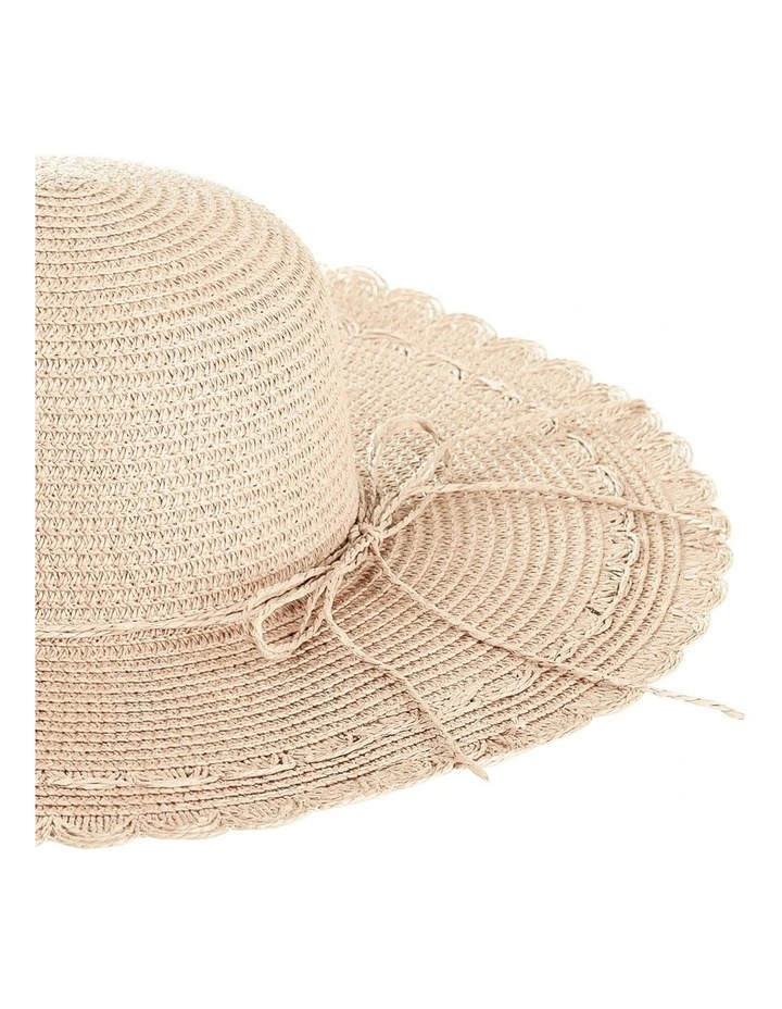 Scalloped Edge Wide Brim Hat in Sand image 2
