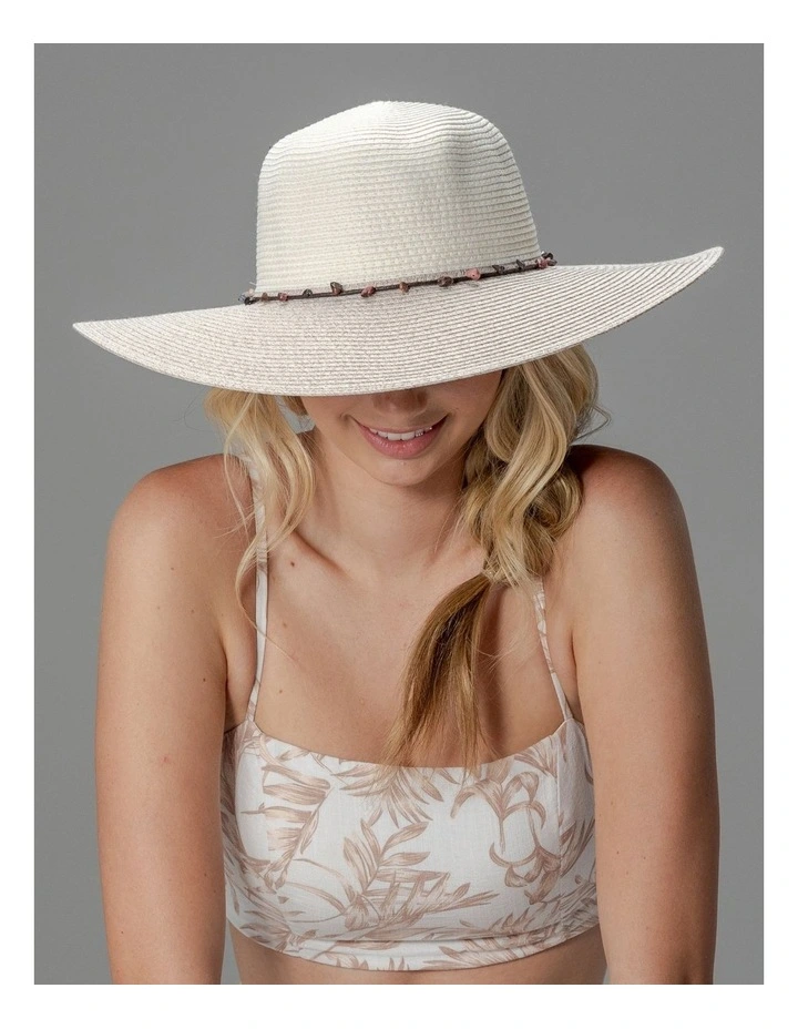Monica Capeline Summer Hat in Ivory/Mix Camel image 2