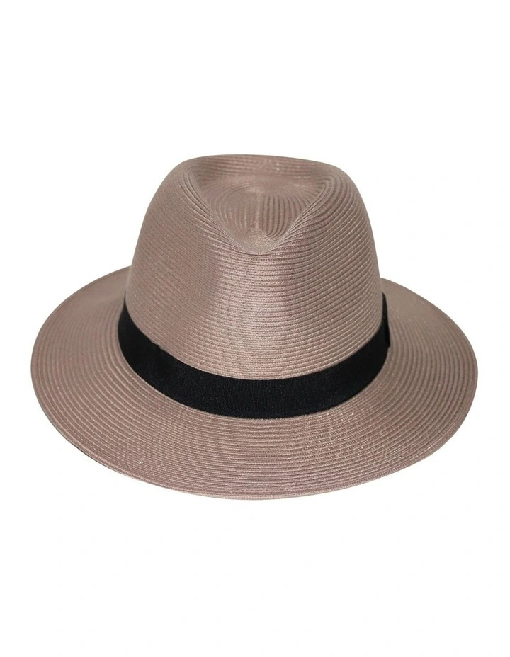 Pana-Mate Fedora Summer Hat in Taupe/Black image 1